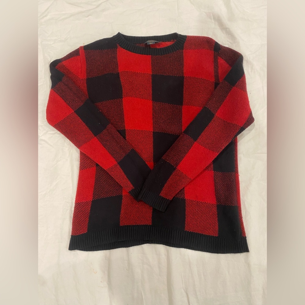 Pendleton Red and Black Checkered Crewneck Sweater